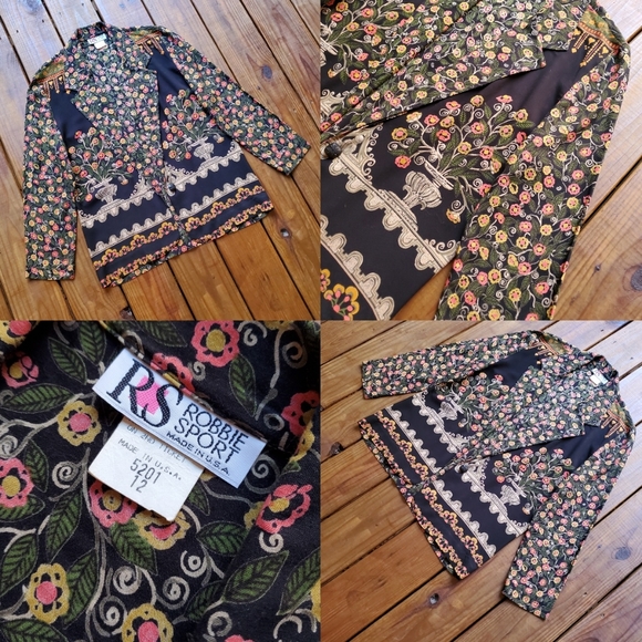 Vintage 80's 90's size 12 colorful floral lightweight blazer jacket - Picture 5 of 5